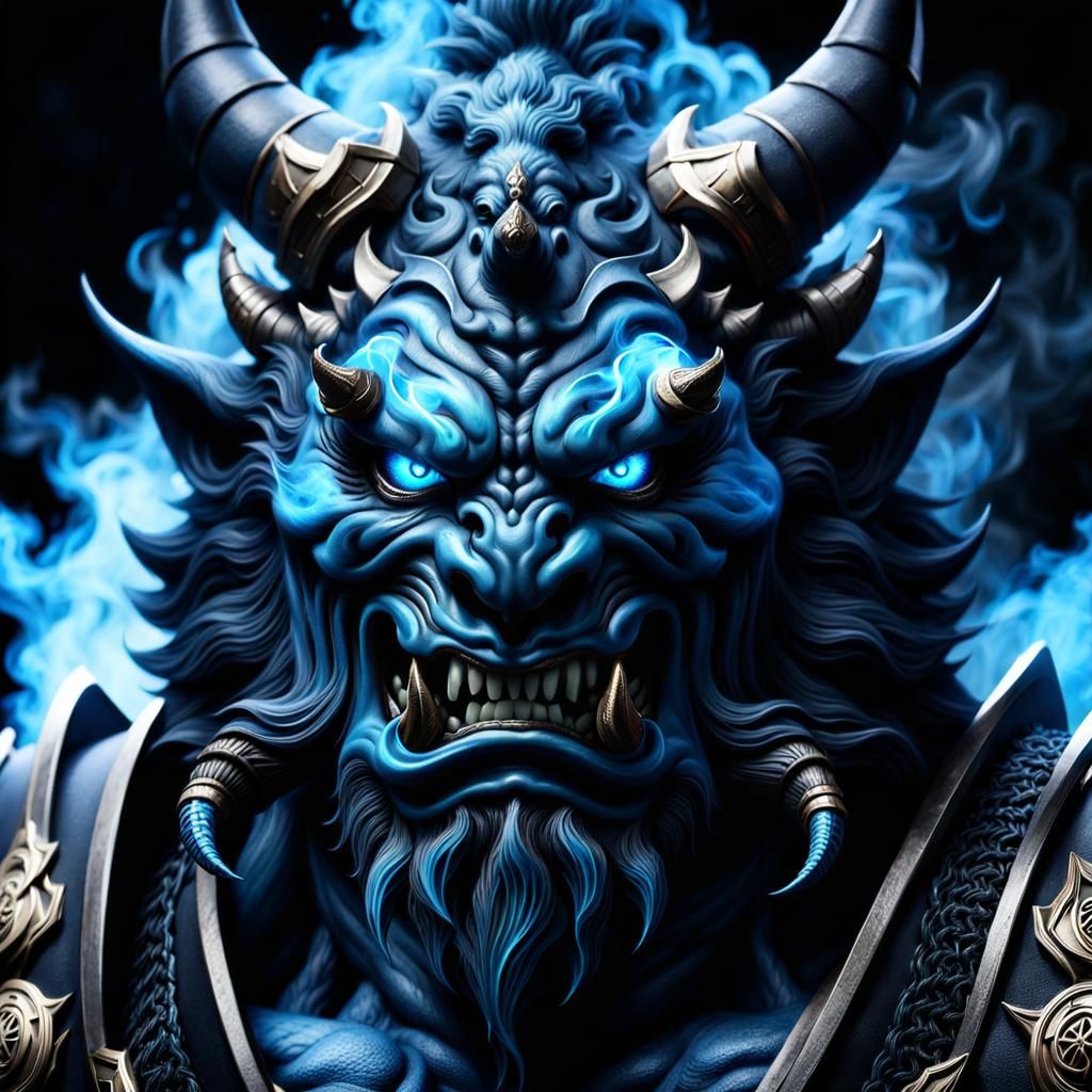 Fuming Oni Demon with Bioluminescent Eyes