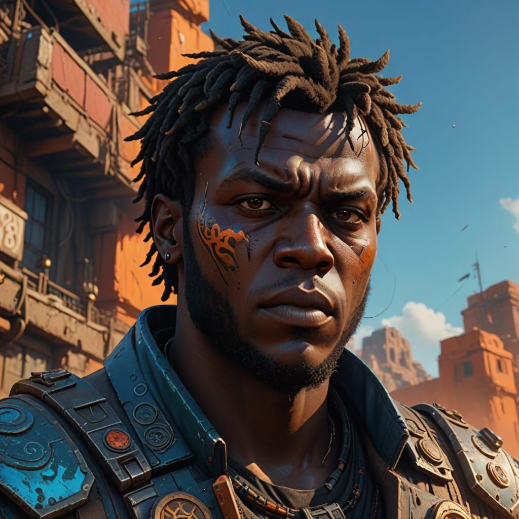 Mysterious KSI Portrait in Vibrant, Gradient Hues