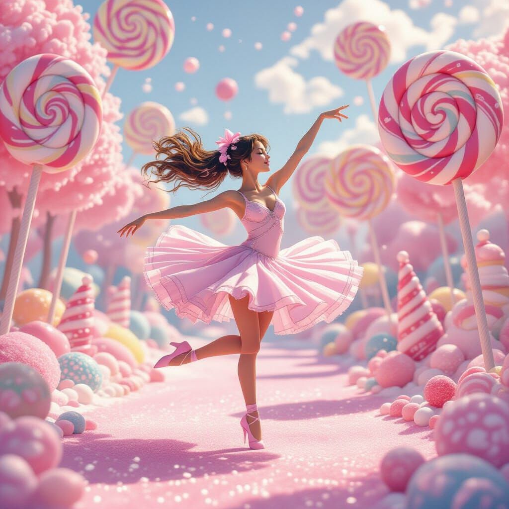 Sugar Dancer in Vibrant Candy World