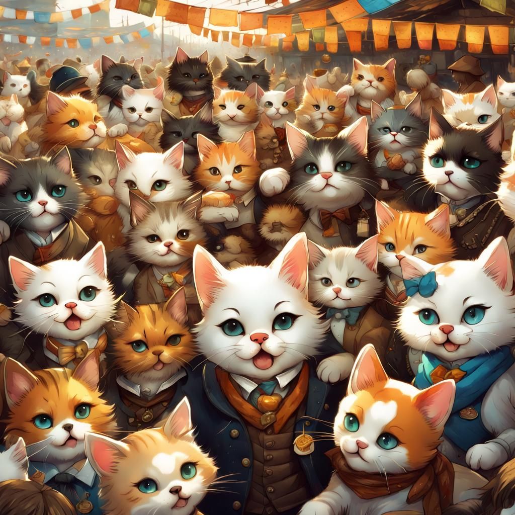 Oktoberfest Celebration with Chibi Cats and Dogs