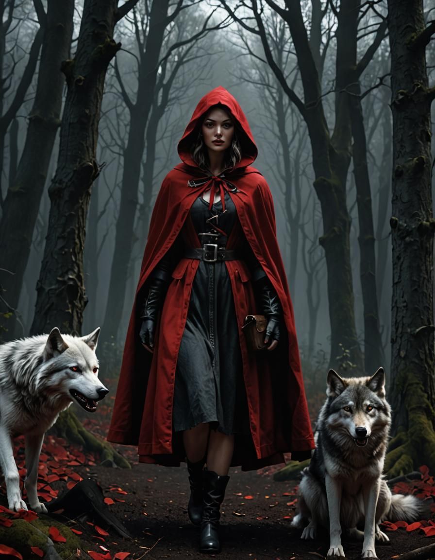 Red Riding Hood and Tamed Wolf in Hyperrealism