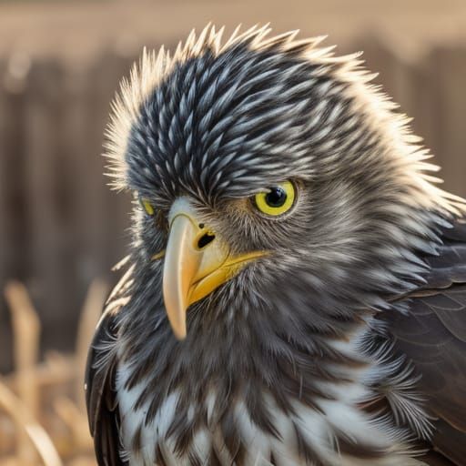 Grumpy Chick Portrait in Vibrant Digital Painting