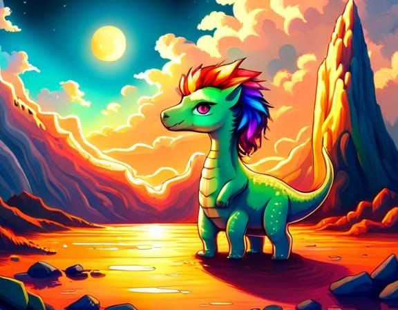 Dinosaur Horse Hybrid in Ghibli Style