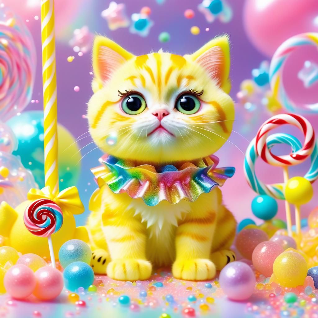 Yellow kitten with big cute chibi eyes