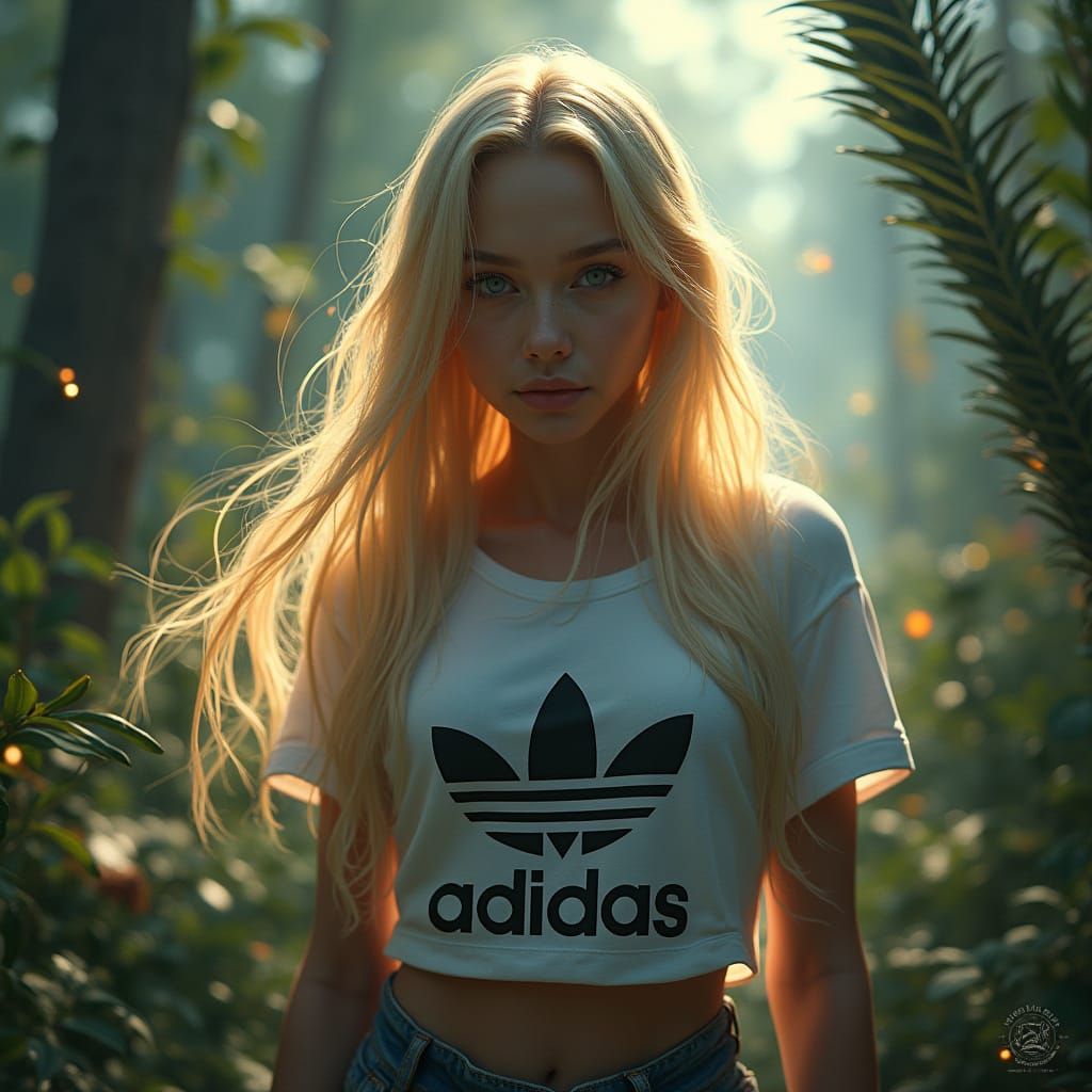 Girl in Mystical, Dreamlike Environment with Magical Aura