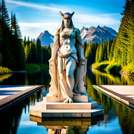 Warrior Queen on White Pillar Reflection