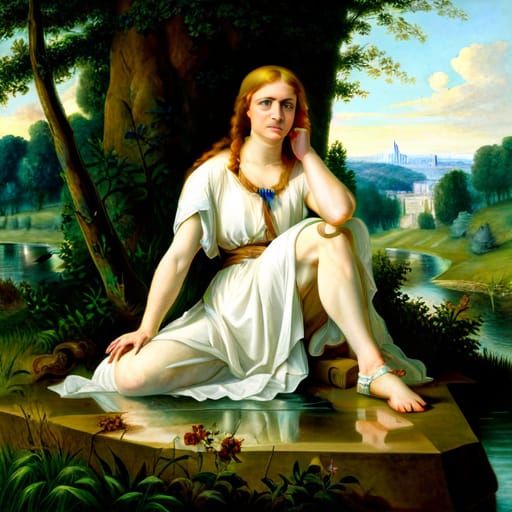 Warrior Queen on Pillar with Kneeling Reflection