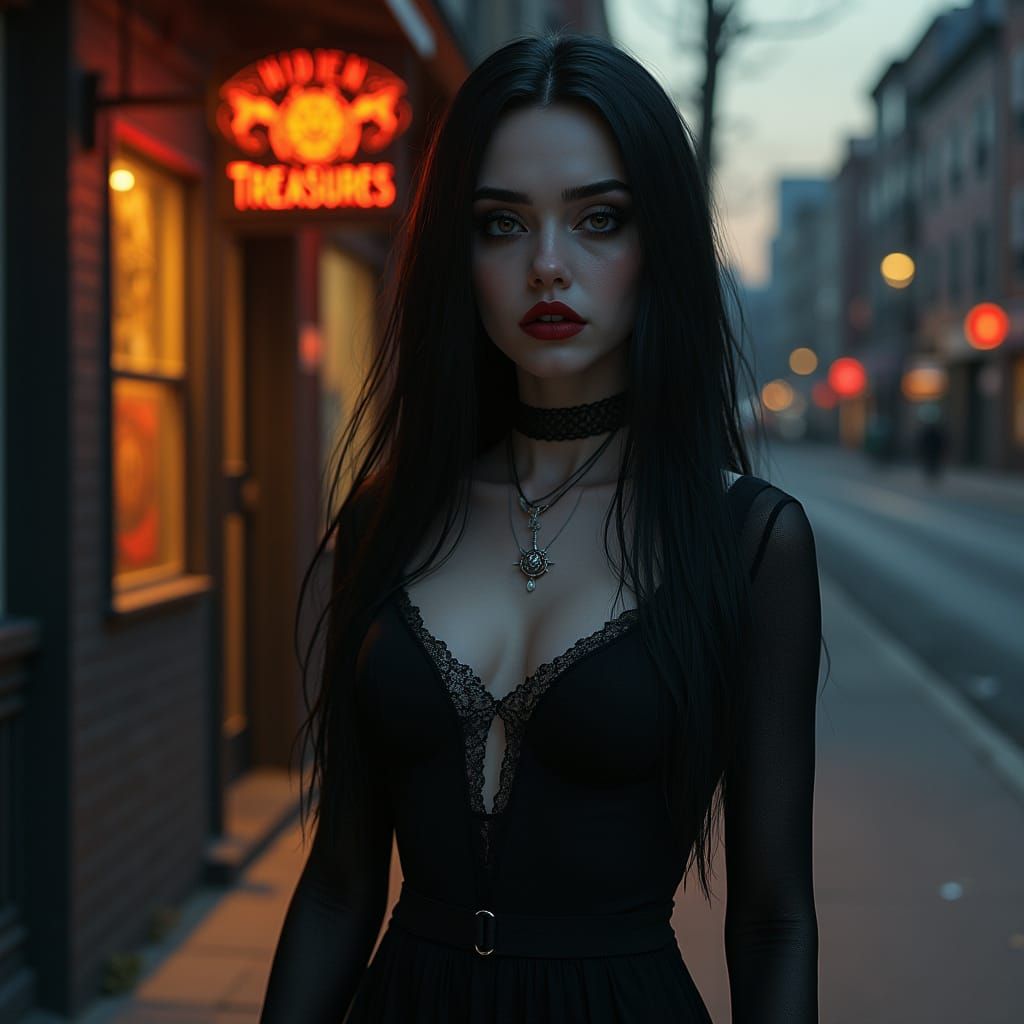 Hyper-Realistic Portrait of a Young Woman in a Gothic Aesthe...