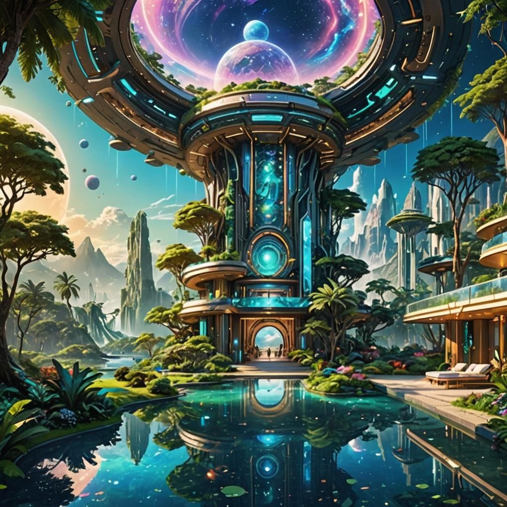Futuristic Holographic Paradise: A Vision of Earthly Happine...