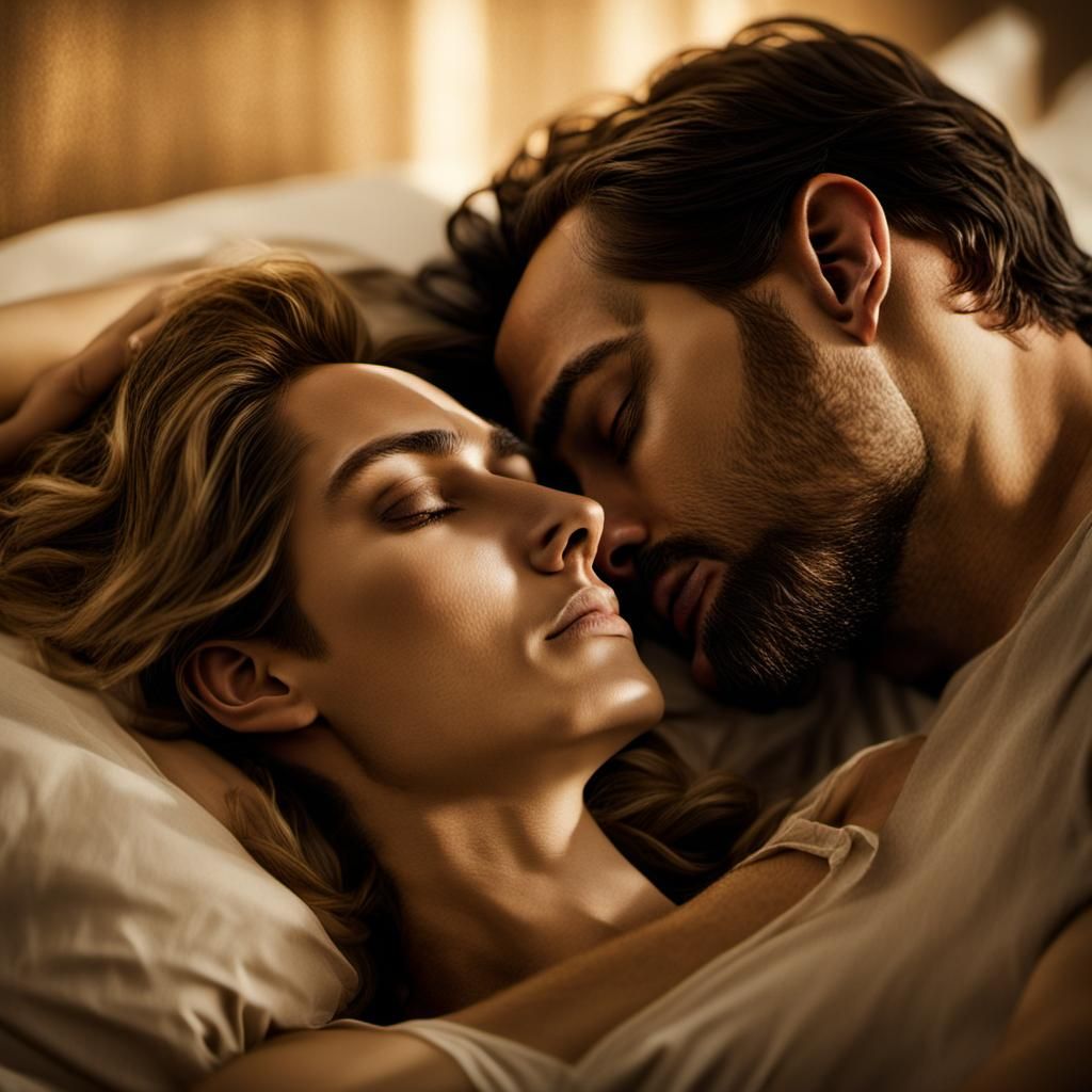 Intimate Portrait: Couple Embracing in Golden Light