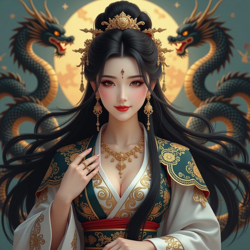 Mythical Chinese Goddess in Fractal Art Style