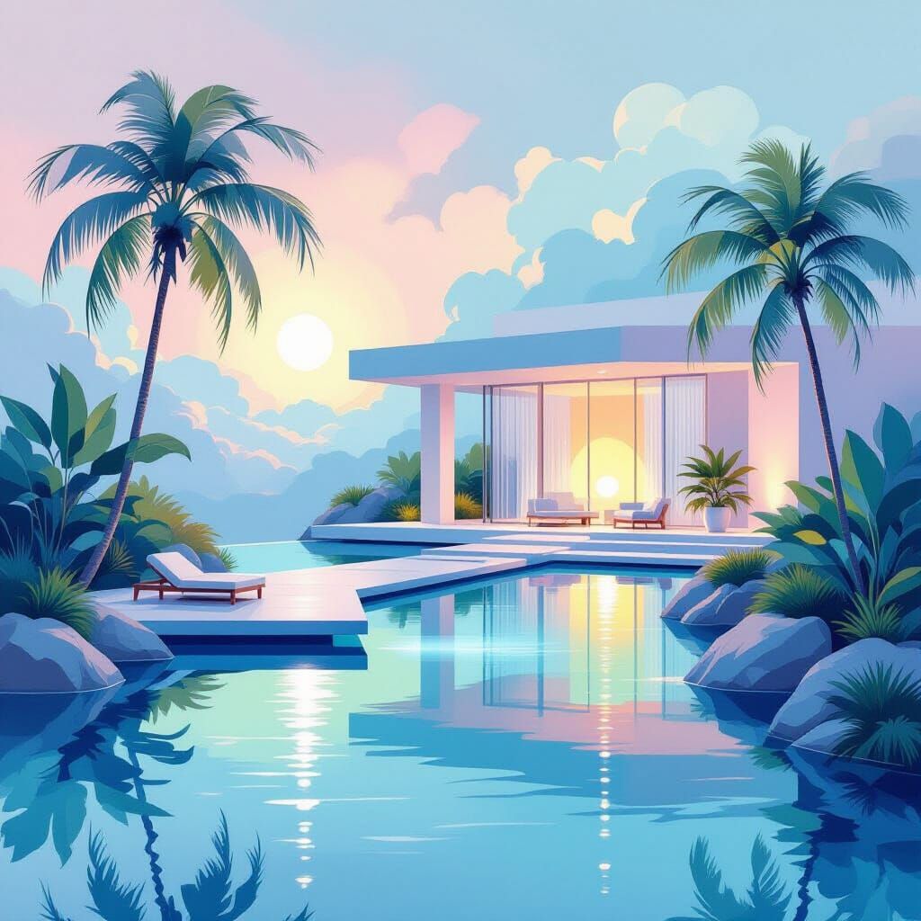 Ethereal Minimalist Villa in Pastel Gradients