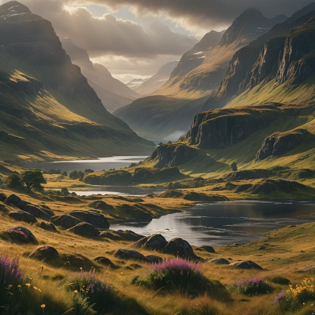 Scottish Highlands Landscape at Golden Hour