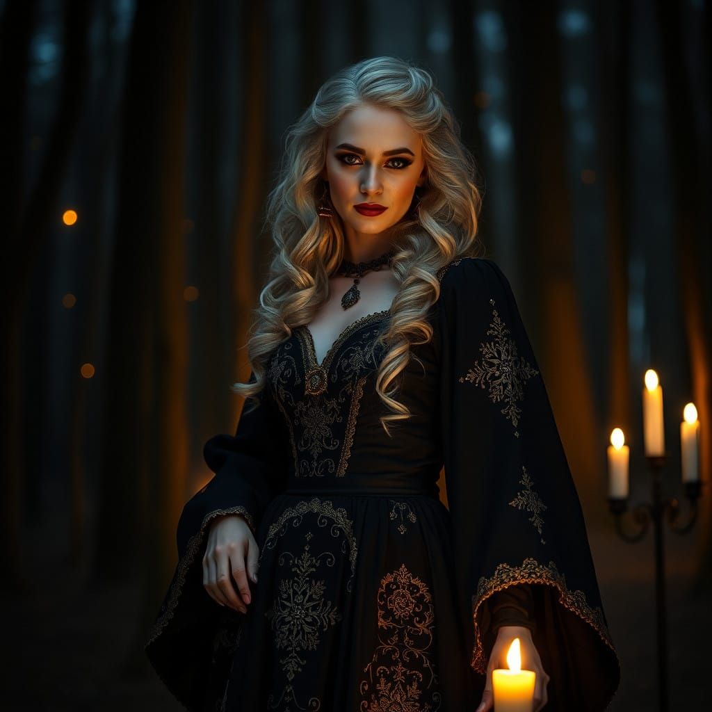 Mysterious Befana in Enchanting Forest Night