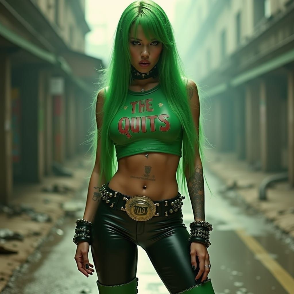 Sultry Post-Apocalyptic Goddess in Cyberpunk Style