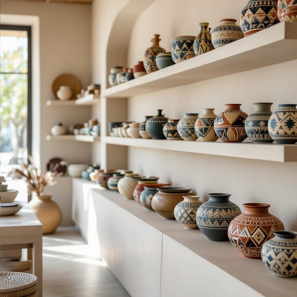 Berber Pottery in Modern Ceramic Shop