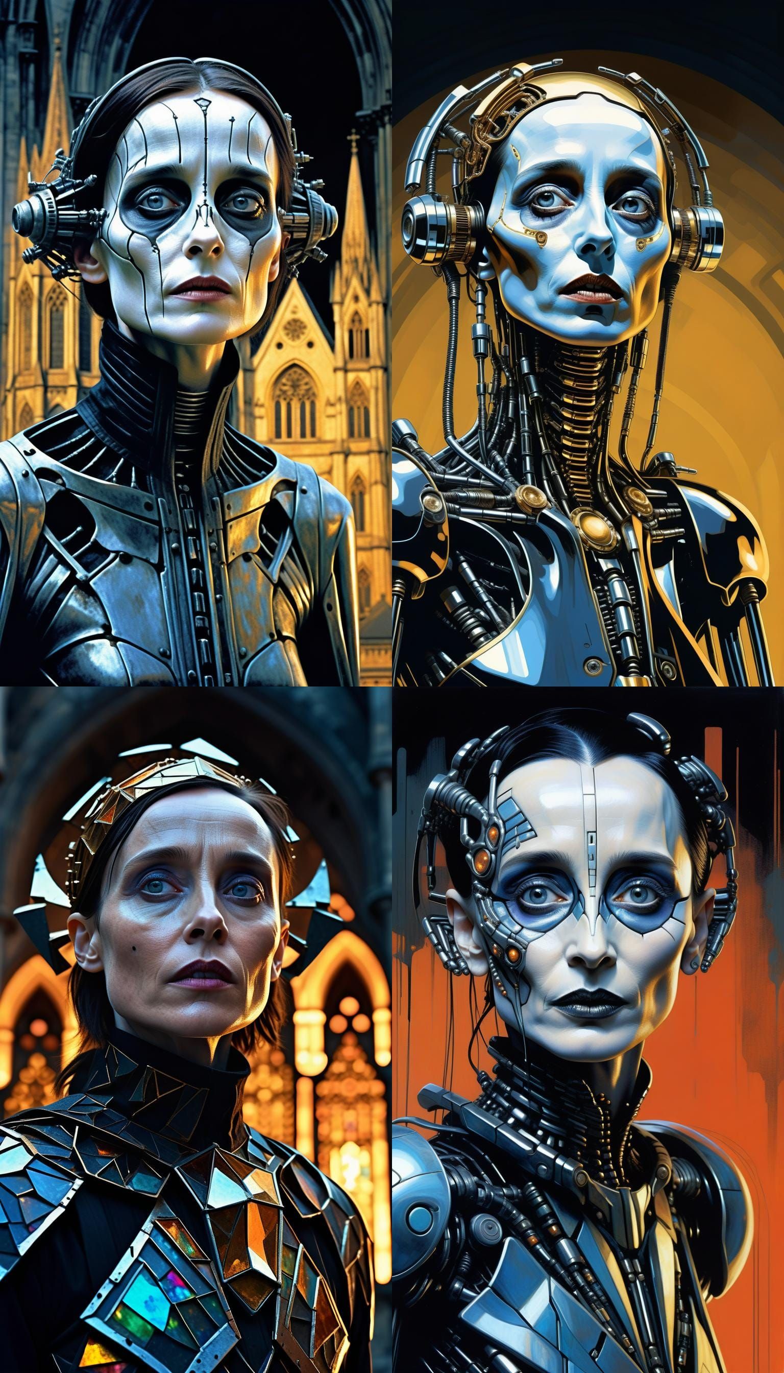 Gothic Cyborg Portrait Illustration with Bionic Details