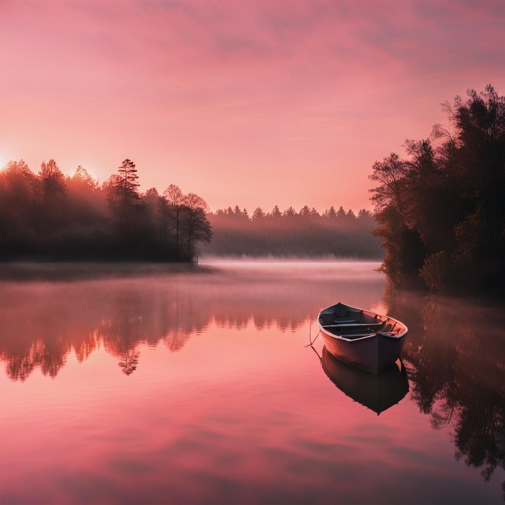 Rowboat at Sunrise: Cinematic Film Still