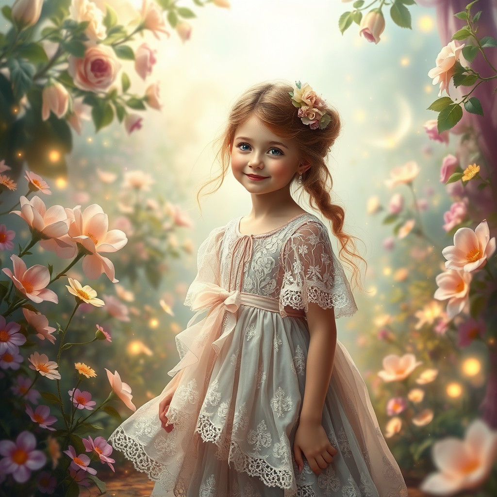 Ethereal Girl in Fantasy Realm, Dreamy Art