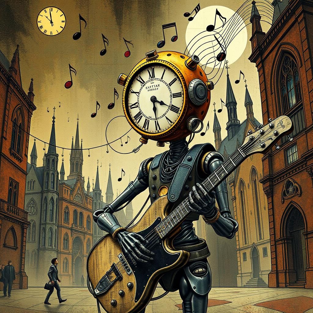 Abstract Jazz Fusion Robot in Surrealist Style
