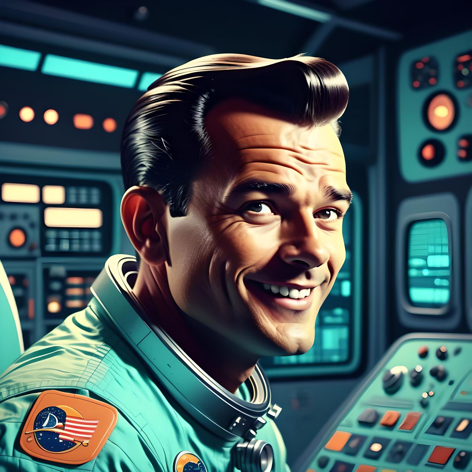 Retro Cartoon of 1950s Astronaut