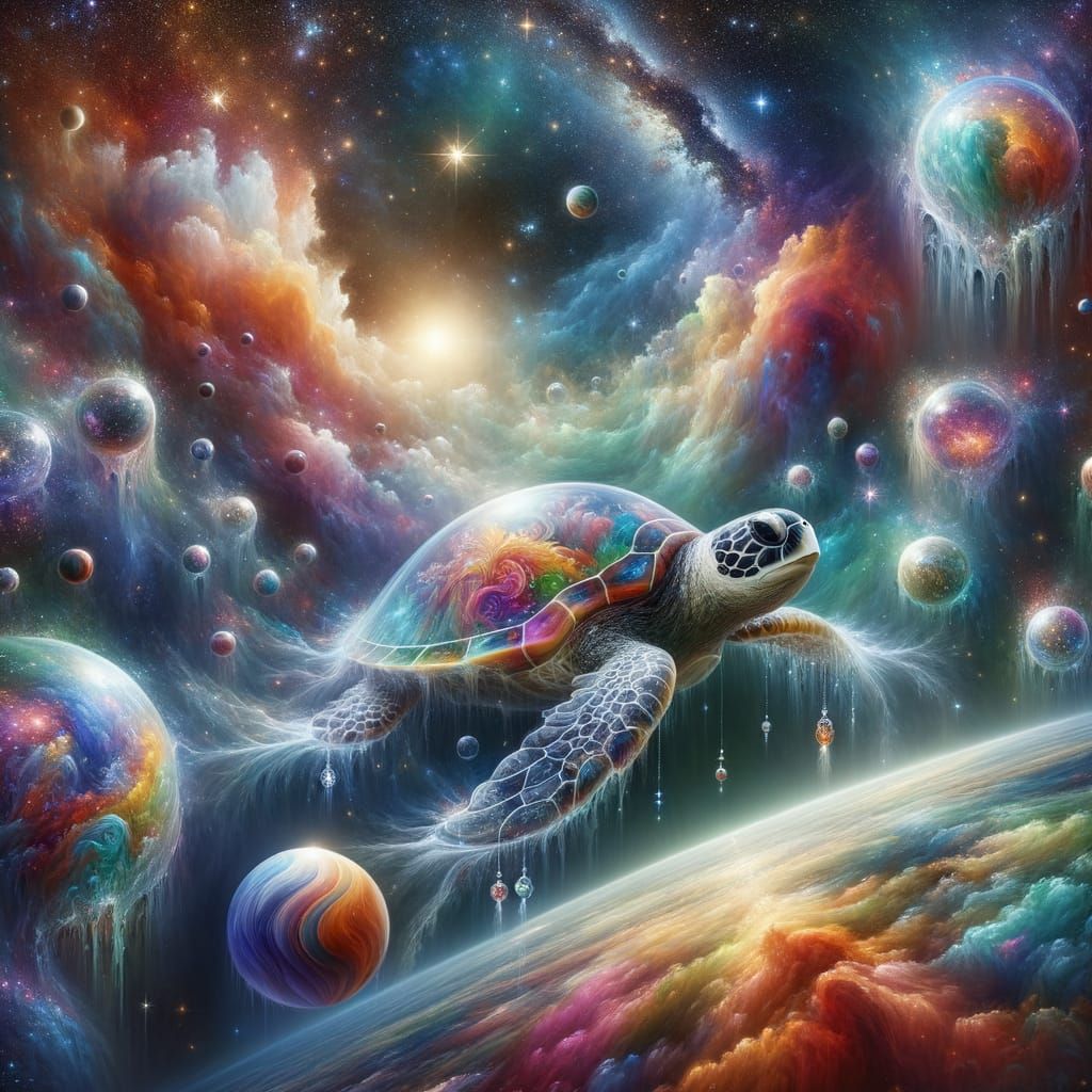 Cosmic Turtle in Radiant Dark Space