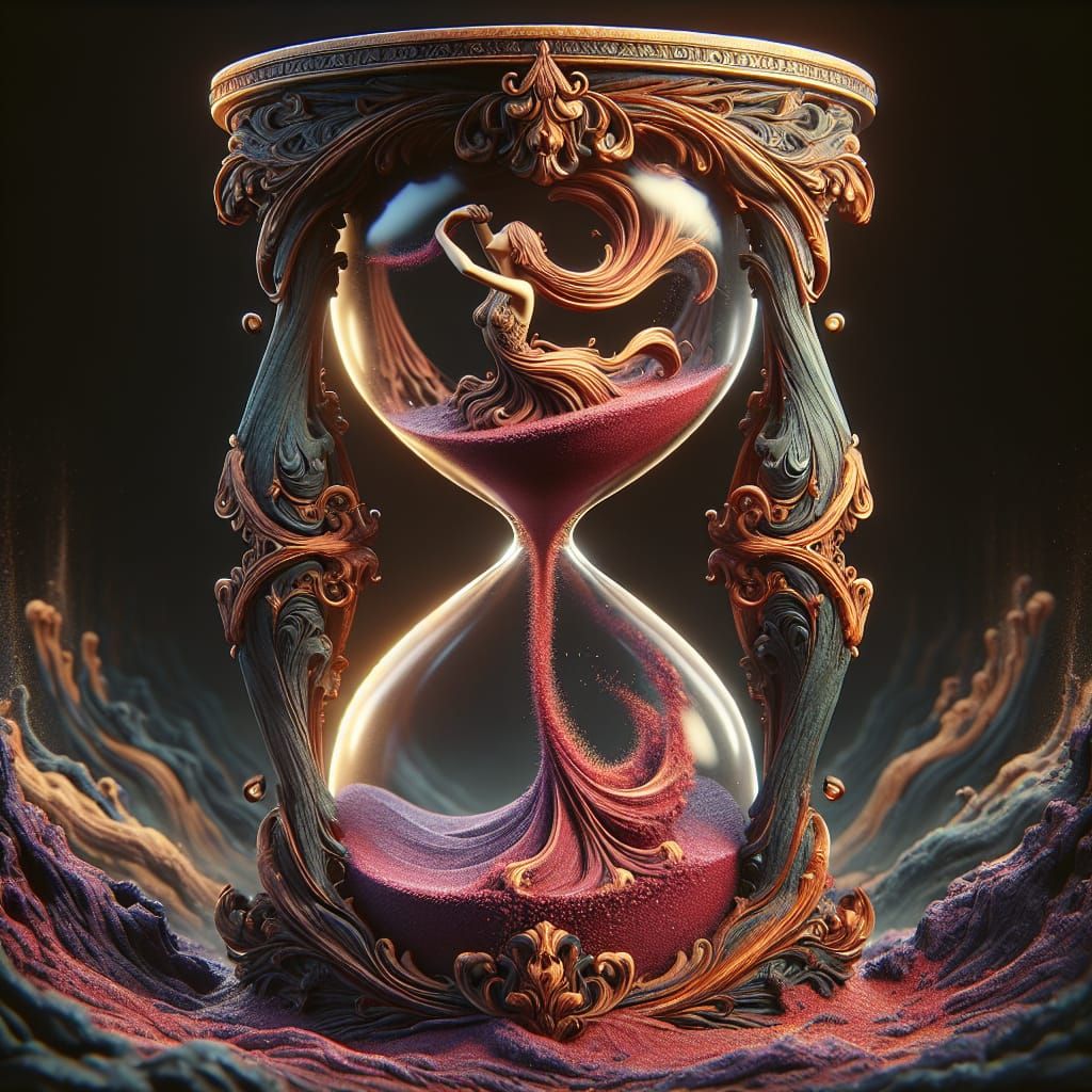 Hourglass Sand Woman in Detailed Matte Painting