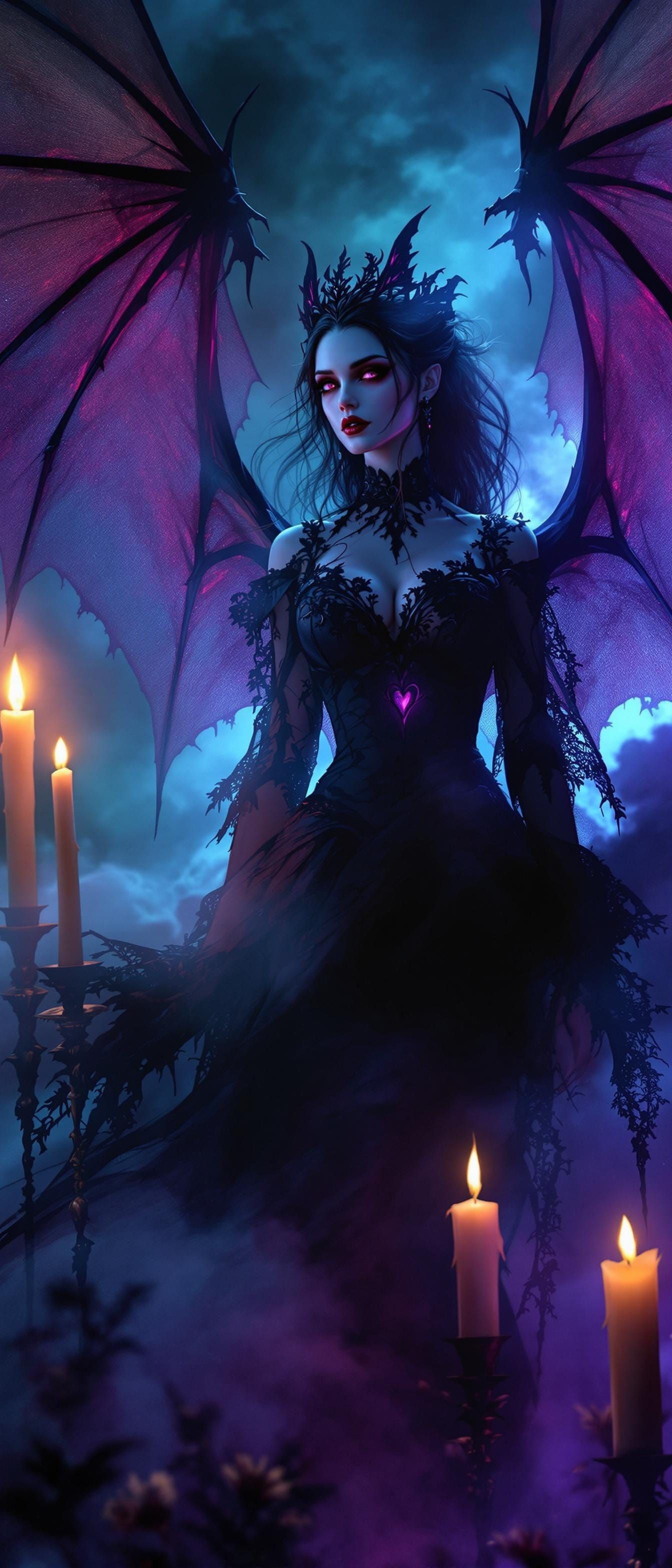 Vampiress in Mystical Darkness, Oil Painting