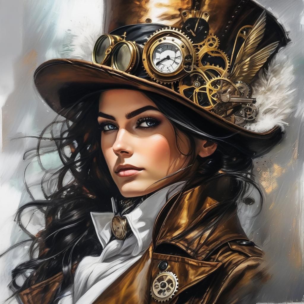 Anime Ballet Dancer with Steampunk Swirls