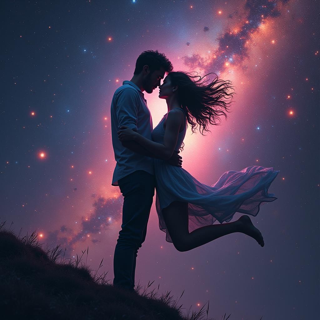 Lovers Kissing in Space: A Matte Painting