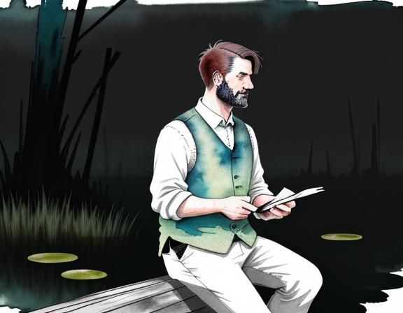 Bullywug in Murky Fen: Mixed Media Illustration