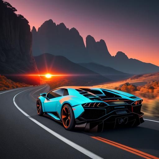 Lamborghini Races into a Sci-Fi Sunset