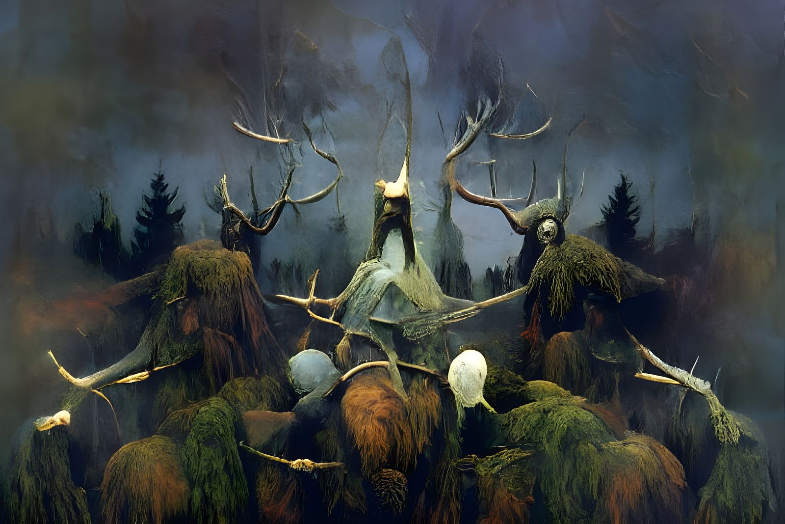 Haunting Scandinavian Forest in Dark Fantasy Style