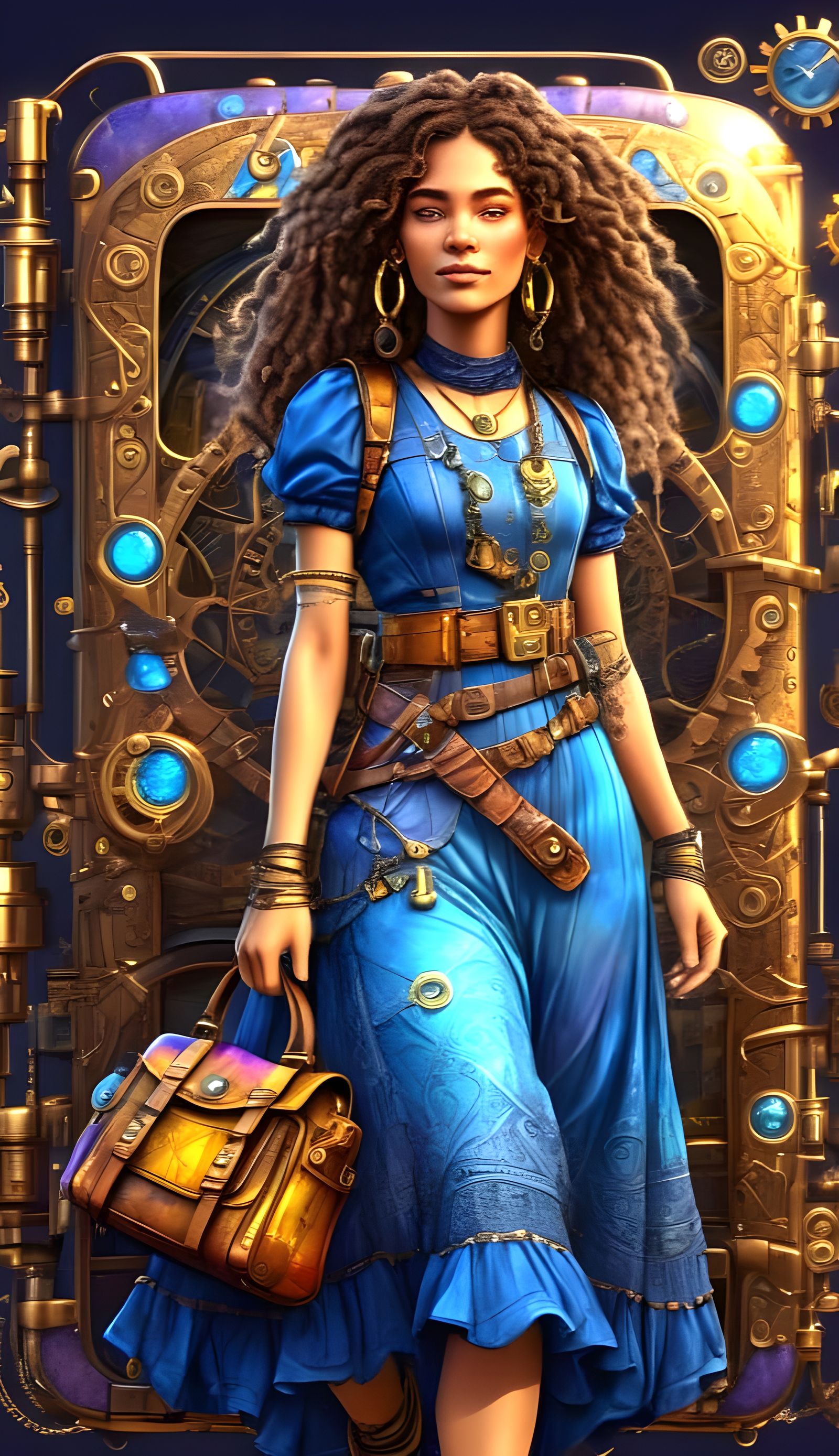 Vibrant Woman in Tie-Dye Maxi with Hippie Accessories