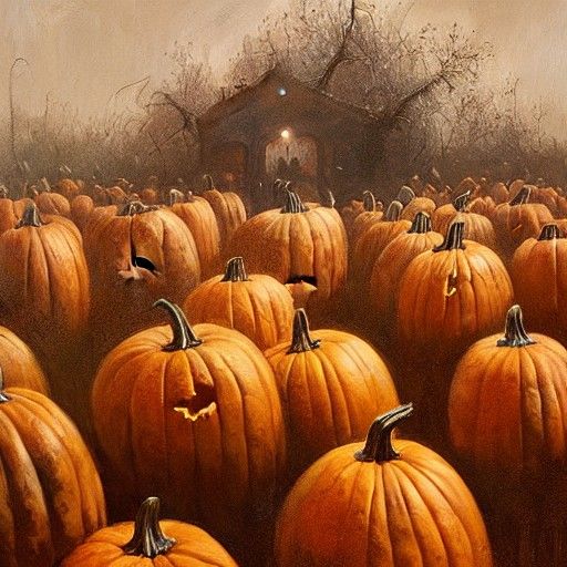 Scary Hyperrealistic Pumpkin Patch by Rutkowski