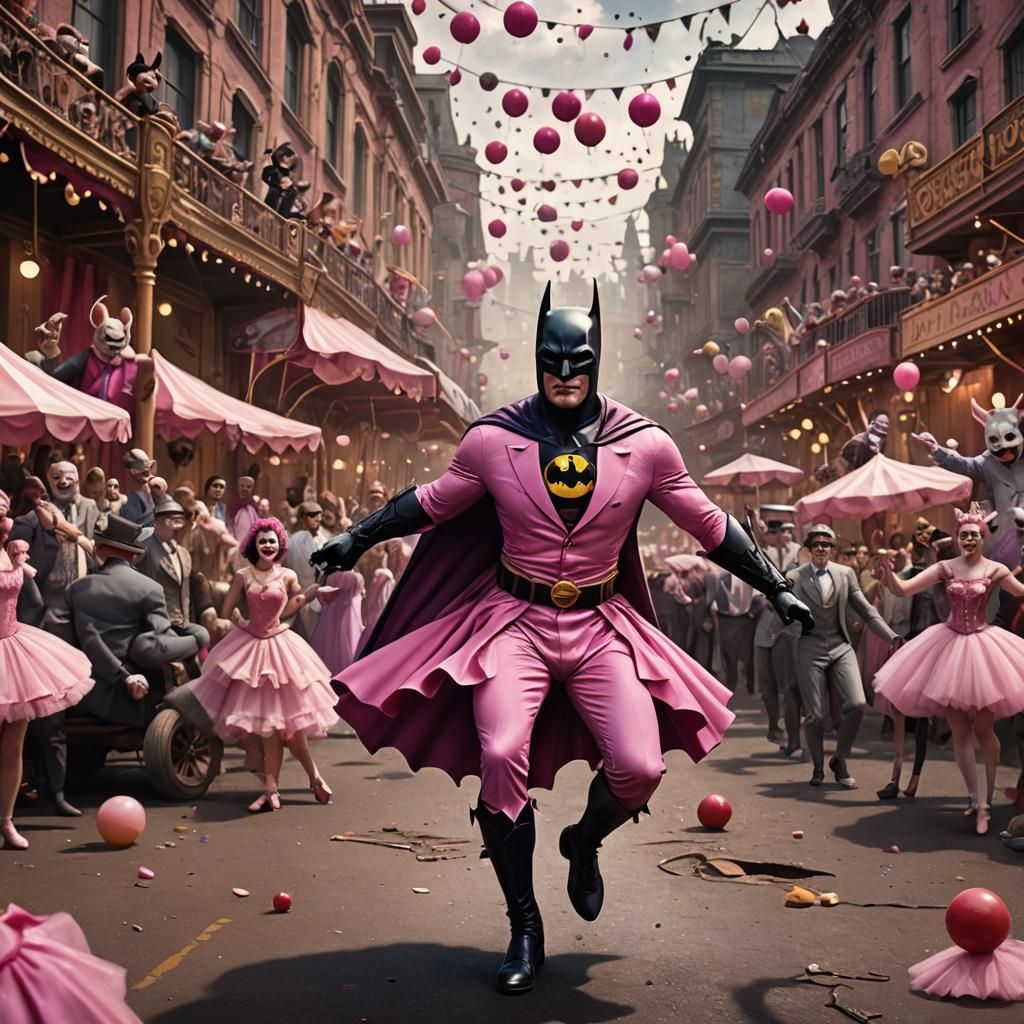 Batman in Pink Tutu at a Whimsical Circus