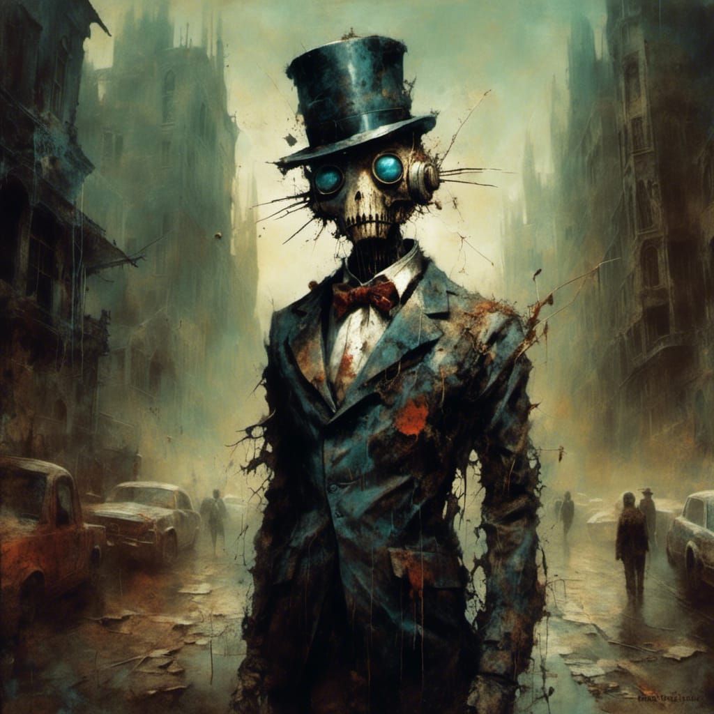 Elegant Robot Butler in Art Brut Style