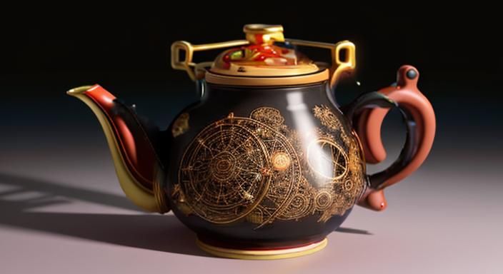 Whimsical Ceramic Teapot in Marrakech Bazaar