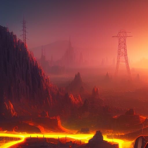 Fantastical Electricity Scape in Deep Color