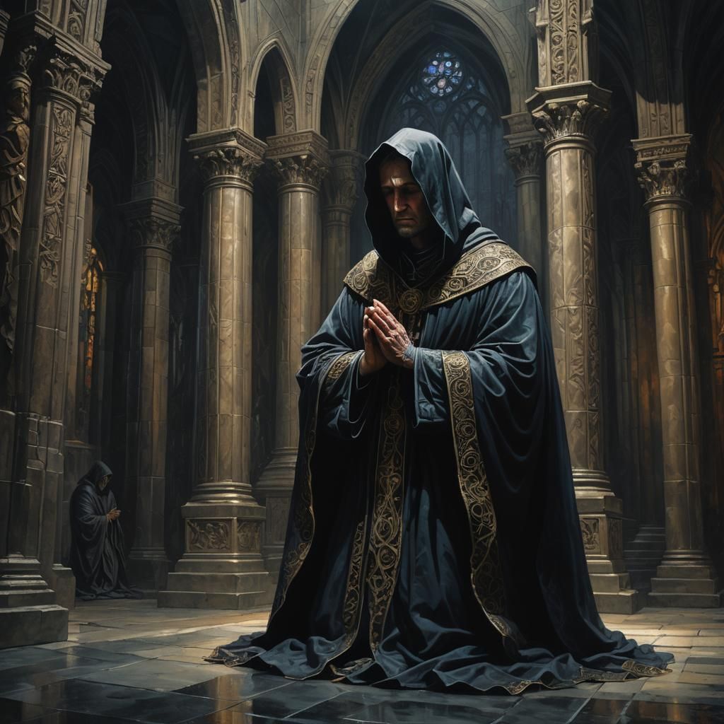 Ominous Cathedral: Dark Fantasy Portrait by Rutkowski