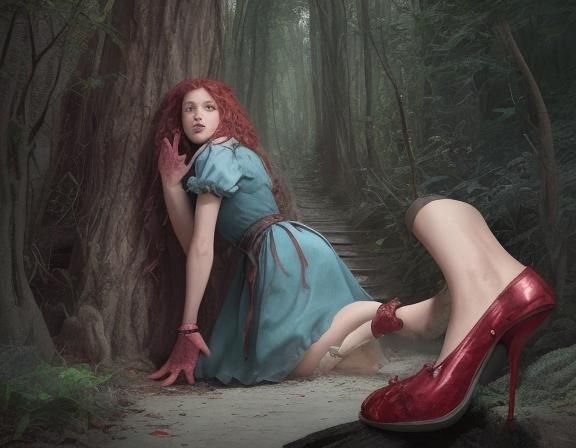 Lost in a land of unknowns, fear gnawed at Dorothy's heart. The Wizard, recognizing her hidden bravery, gifted her a pai...