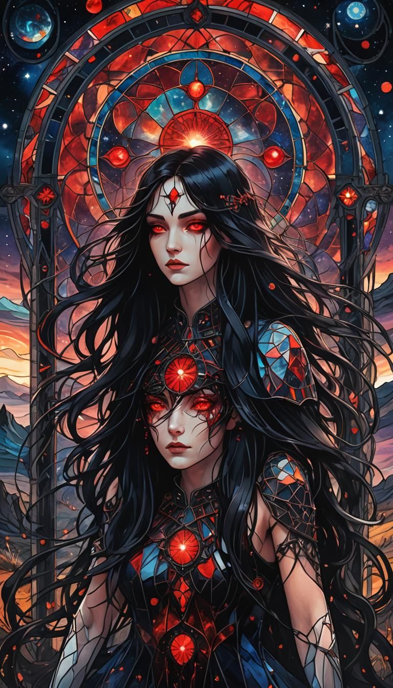 Ethereal Stained Glass Lovecraftian Goddess