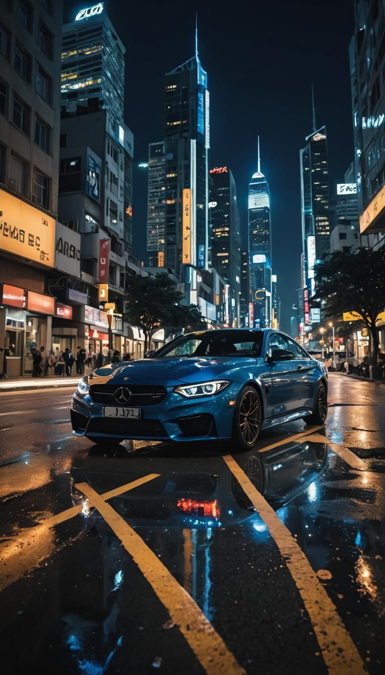 Shiny Blue Car Illustration