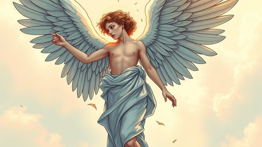 Classical Cherub in Comic Book Art Style