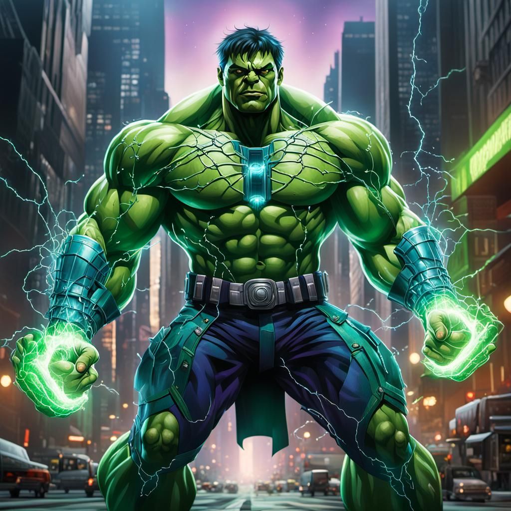 Hulk Draws Energy: Hyperrealistic Concept Art