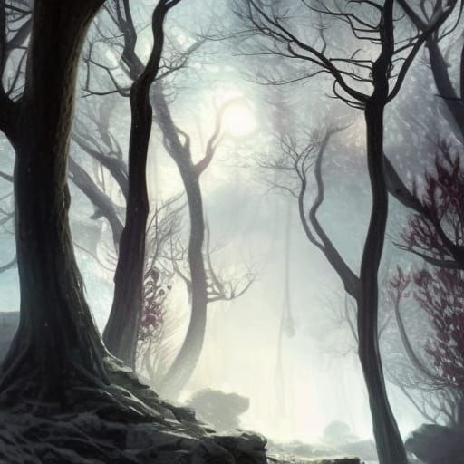 Dark Winter Forest Shadow: Fantasy Art