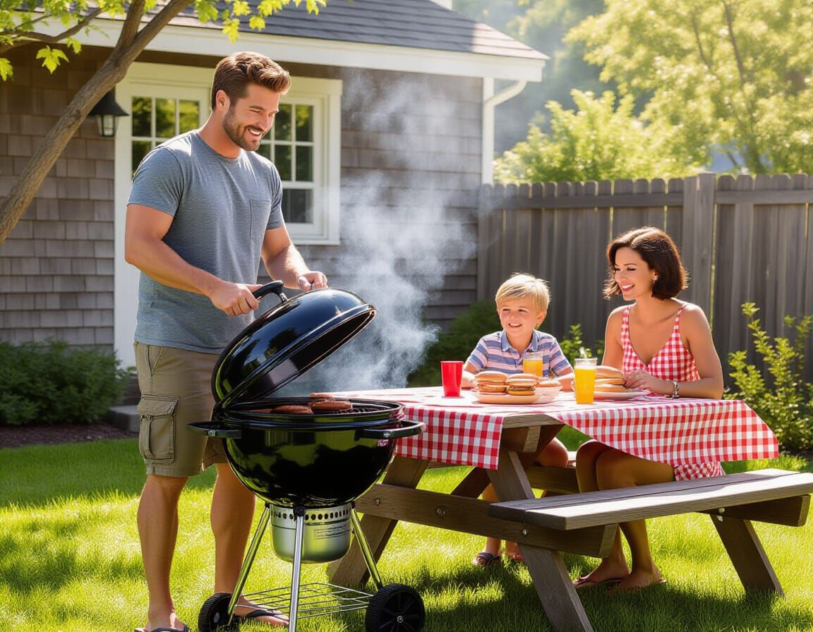 Backyard Barbecue Scene in Americana Style