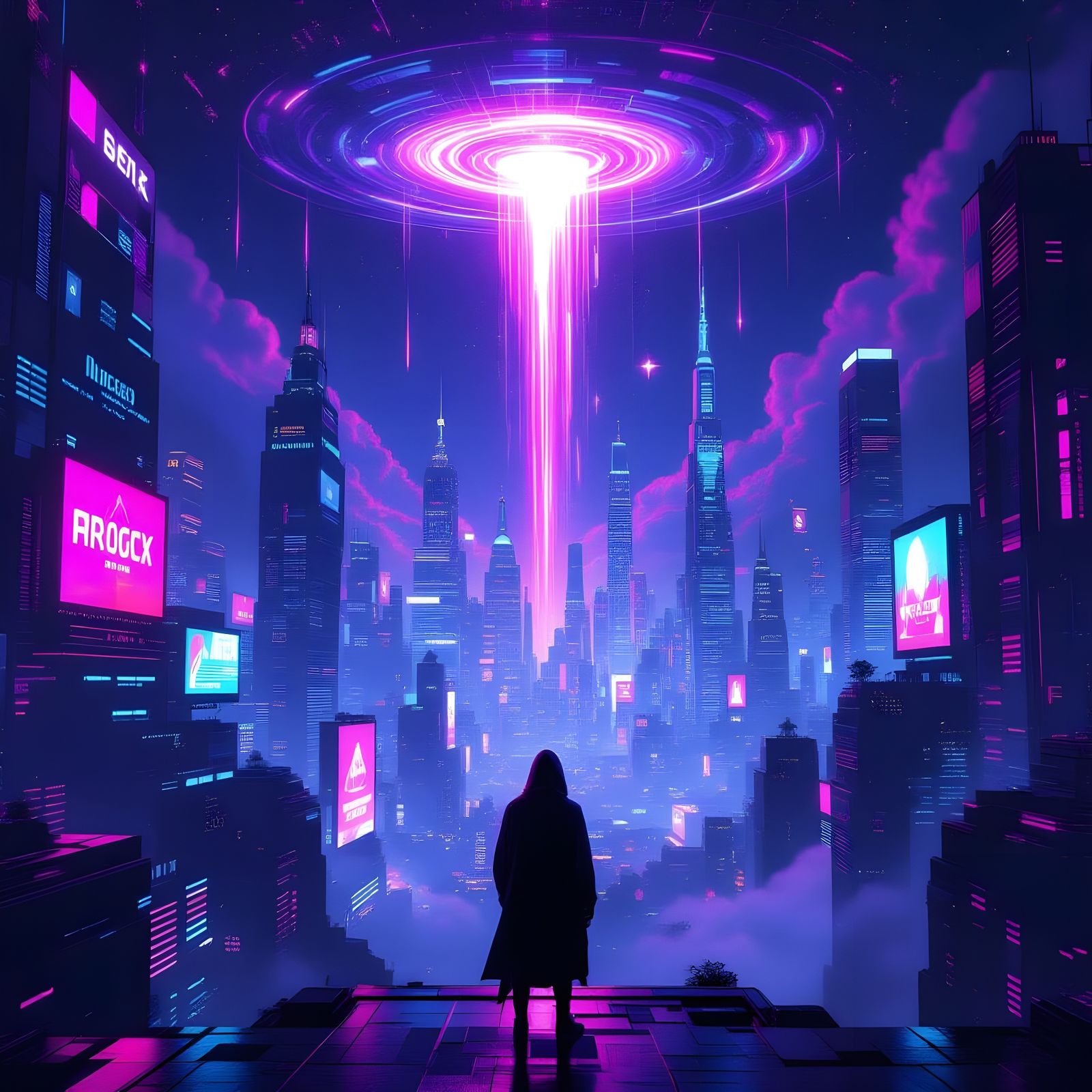Neon Cyberpunk Cityscape at Night