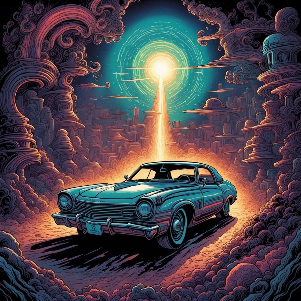 Psychedelic Car Contest Comic Book Art