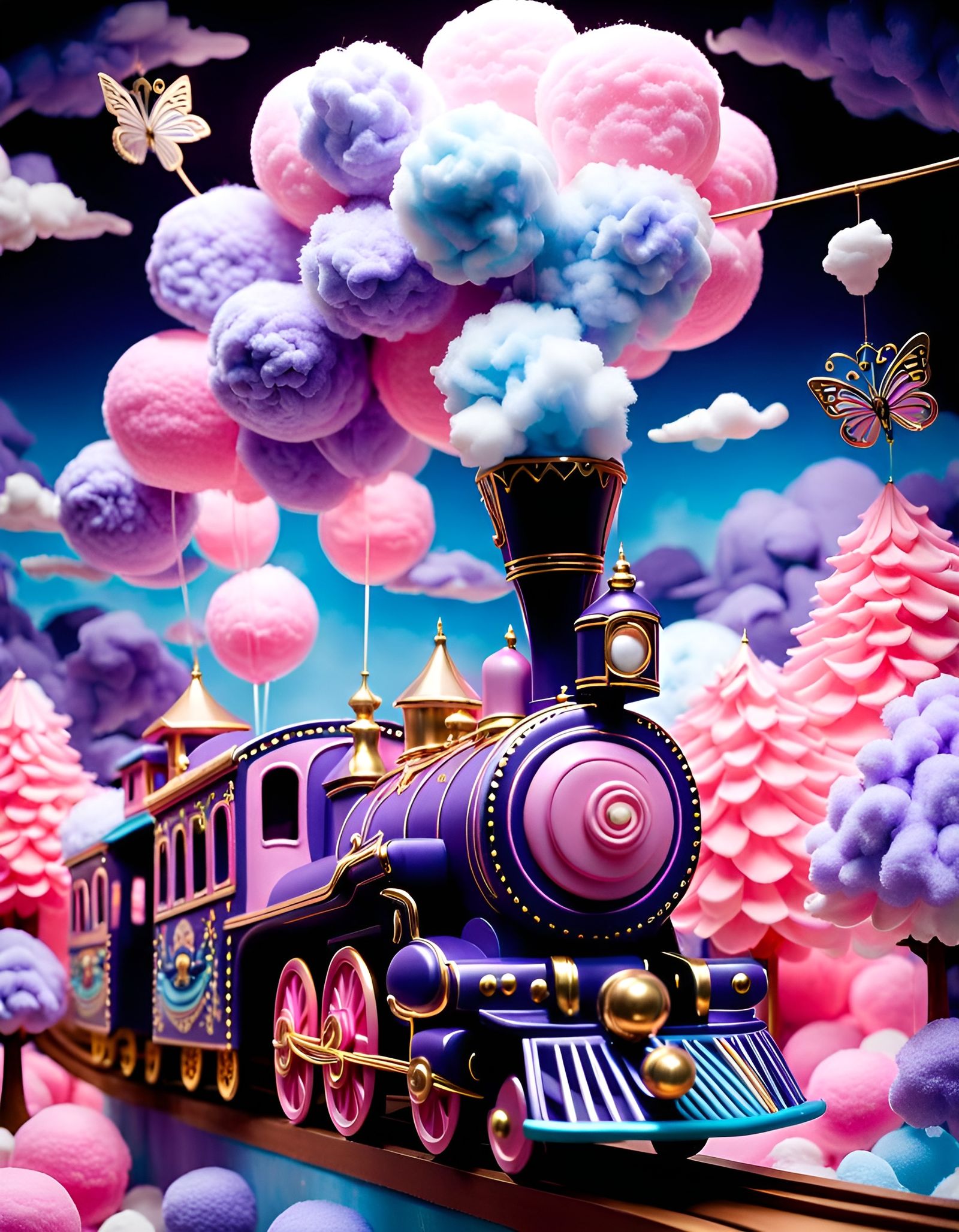 Candy-Colored Toy Train Diorama in Quiltland